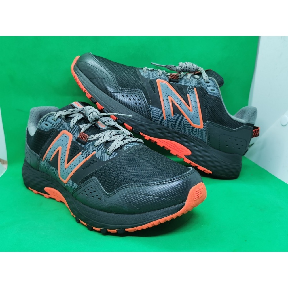 New Balance 410 v8 Trail Running Shoes Black Gray/Orange Mens Sz 9 4E Extra Wide